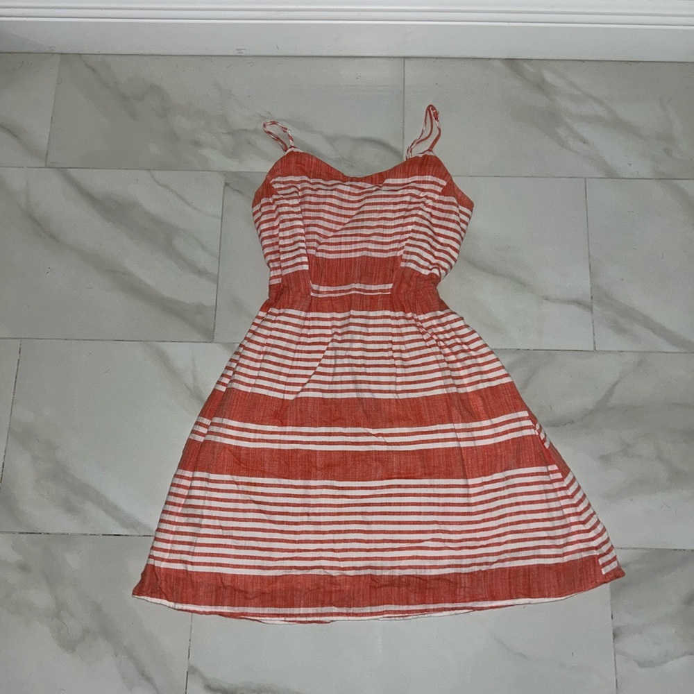 Coral and White Striped Sundress